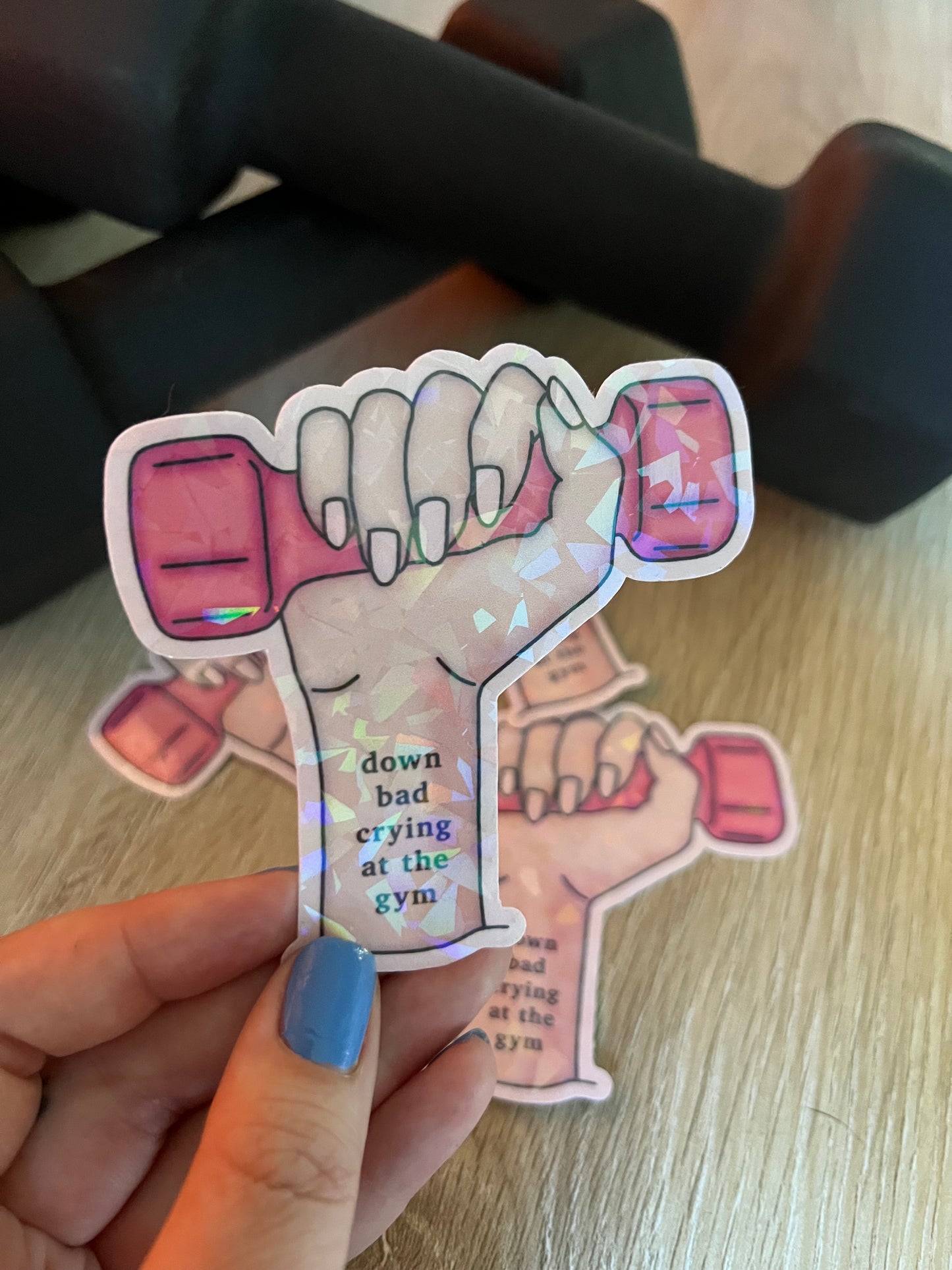 Down Bad Crying at the Gym Sticker