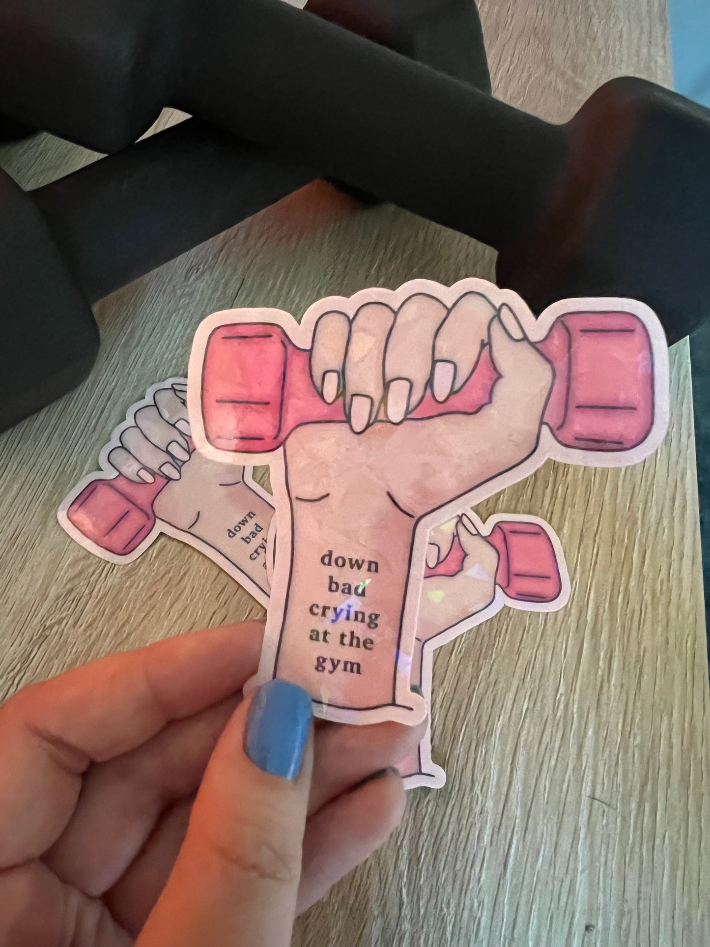 Down Bad Crying at the Gym Sticker