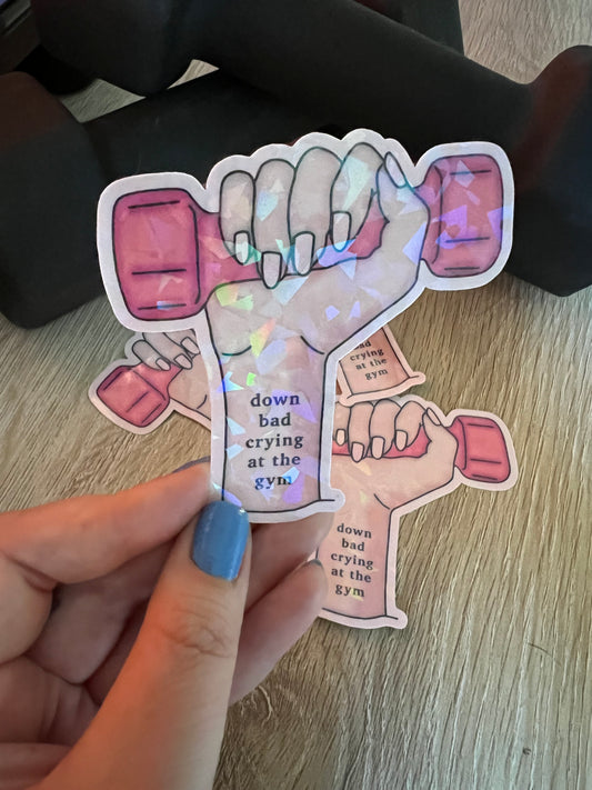 Down Bad Crying at the Gym Sticker