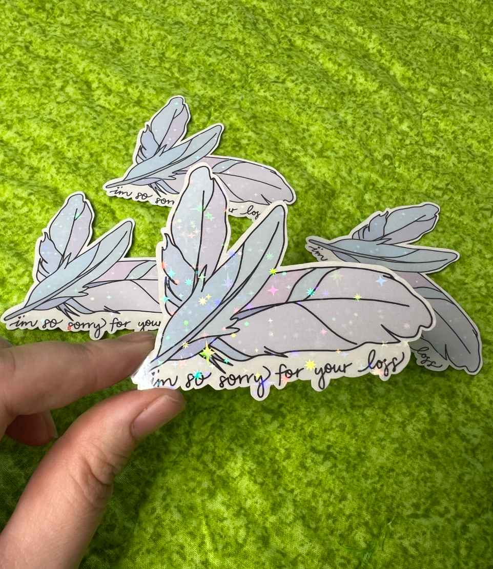 Feather So Sorry For Your Loss Sticker