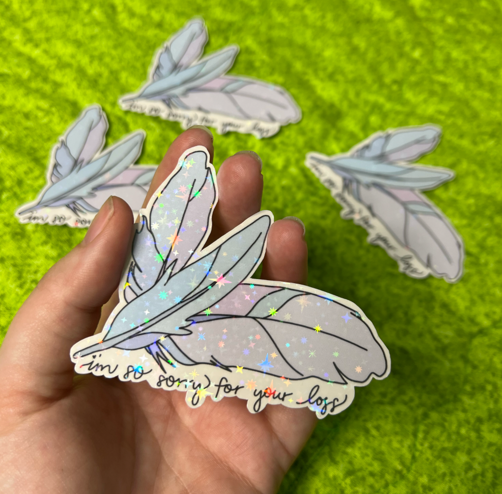 Feather So Sorry For Your Loss Sticker
