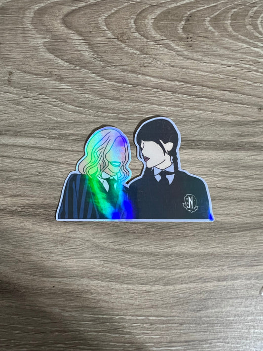 Enid + Wednesday Addams Sticker