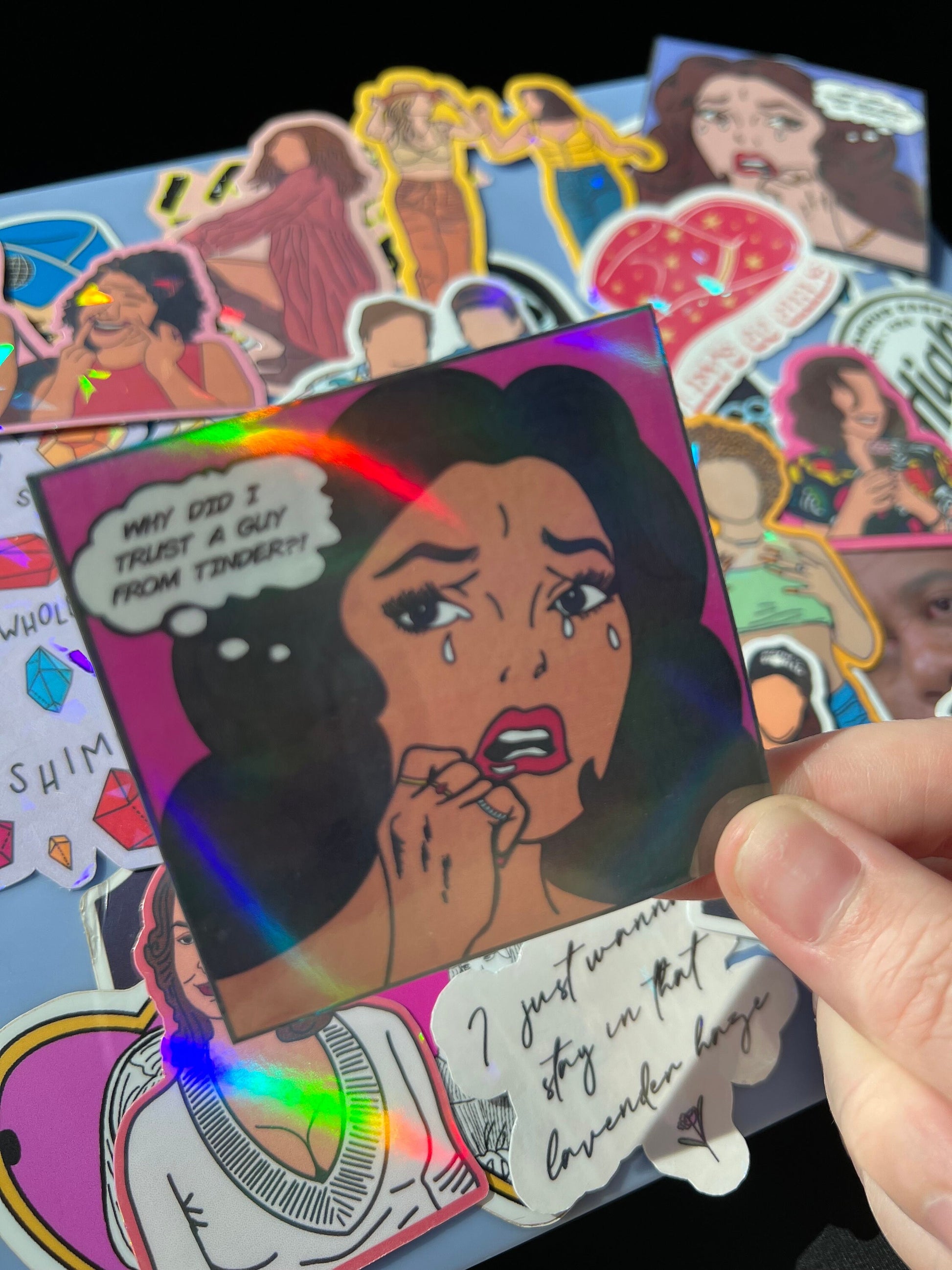 Why Did I Trust a Guy From Tinder? Holographic Comic Sticker