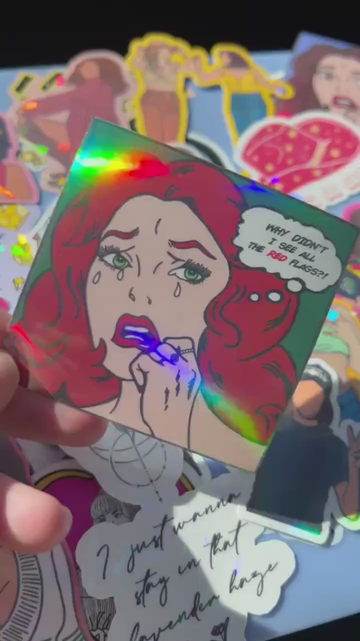 Why Didn't I See All the Red Flags? Holographic Comic Sticker