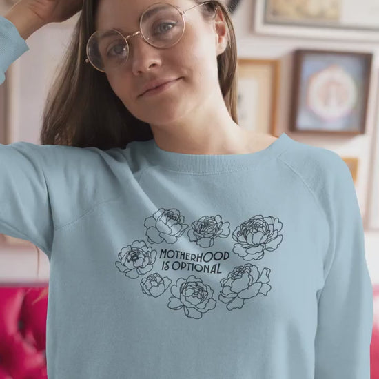 Motherhood Is Optional Crewneck Sweatshirt - Black Design