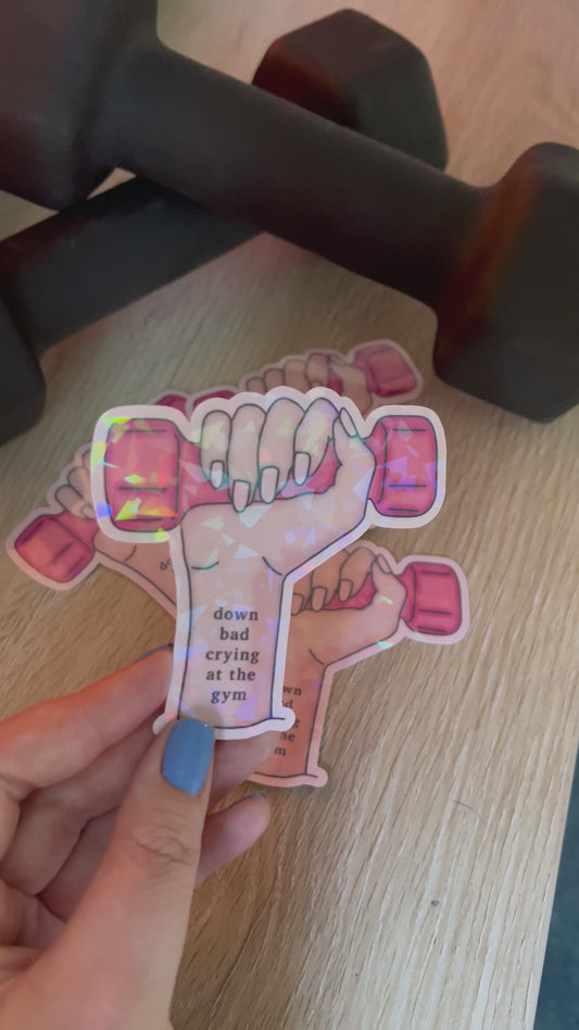 Down Bad Crying at the Gym Sticker