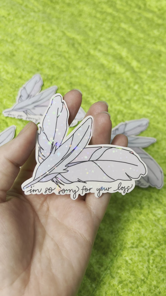 Feather So Sorry For Your Loss Sticker