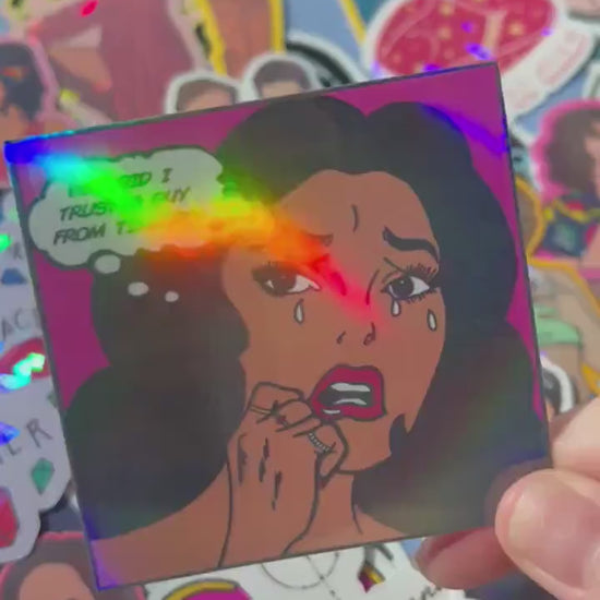 Why Did I Trust a Guy From Tinder? Holographic Comic Sticker