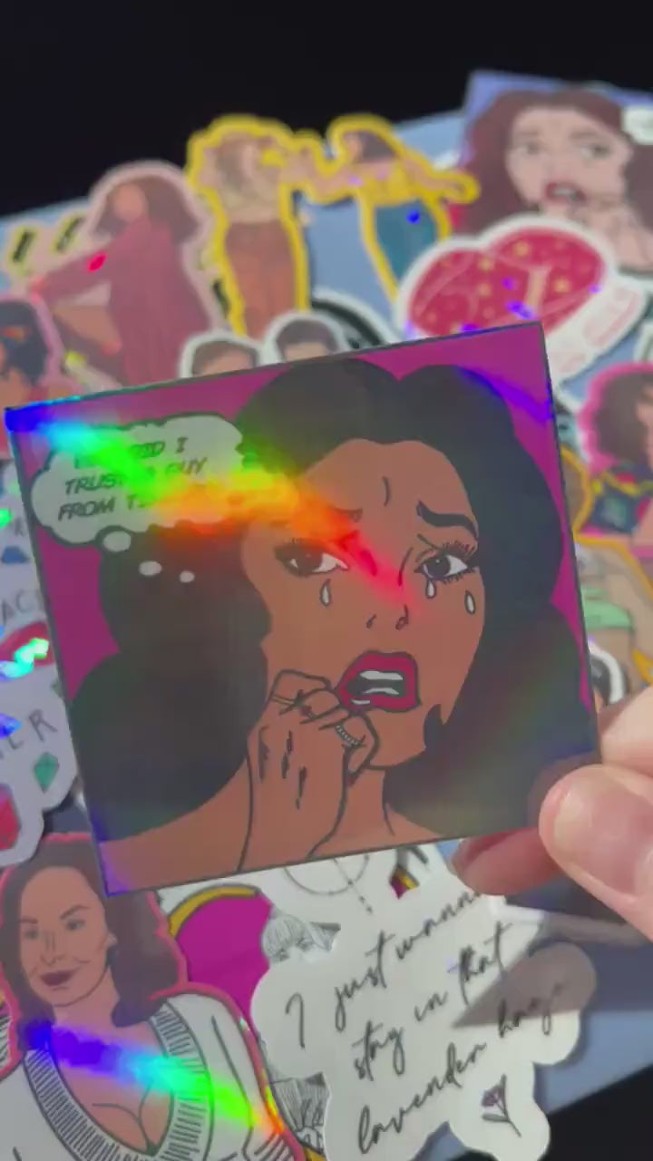 Why Did I Trust a Guy From Tinder? Holographic Comic Sticker