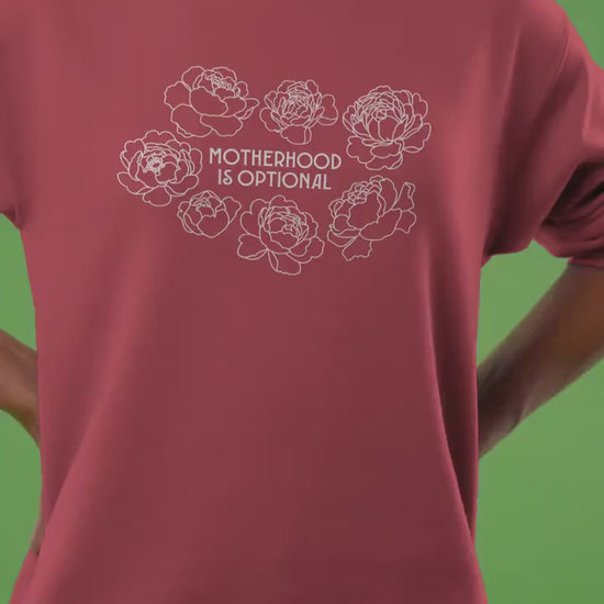 Motherhood Is Optional Crewneck Sweatshirt - White Design