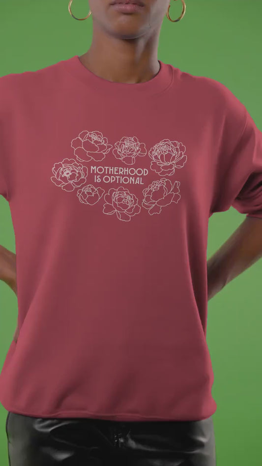 Motherhood Is Optional Crewneck Sweatshirt - White Design