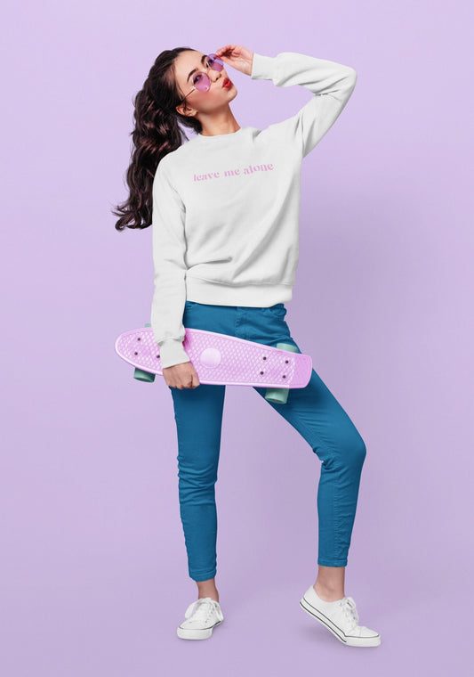 Leave Me Alone Crewneck - Pink