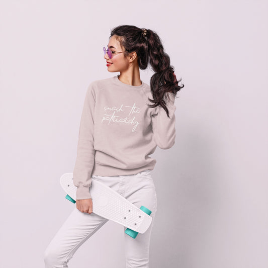 Smash the Patriarchy Crewneck - White