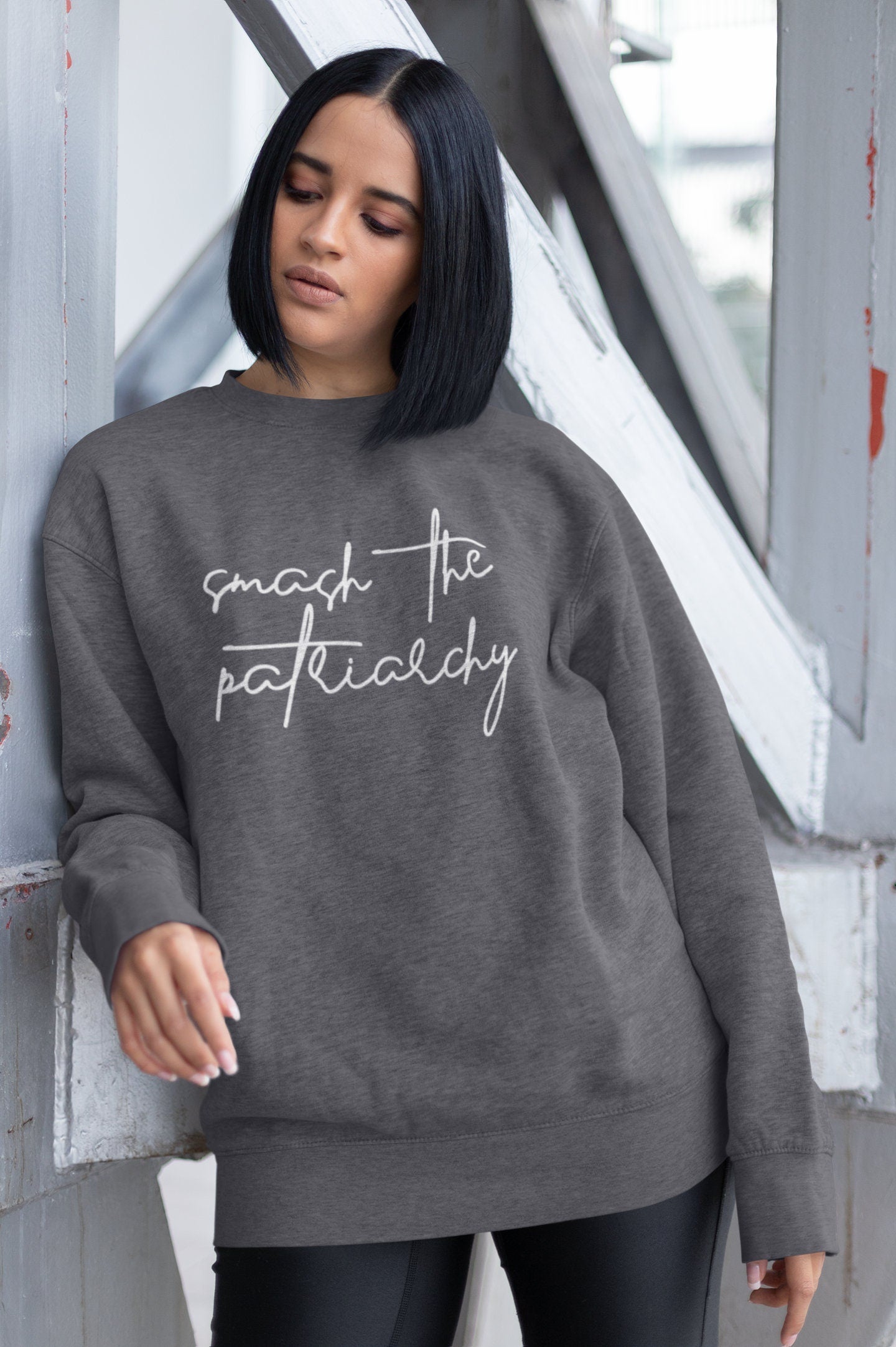 Smash the Patriarchy Crewneck - White