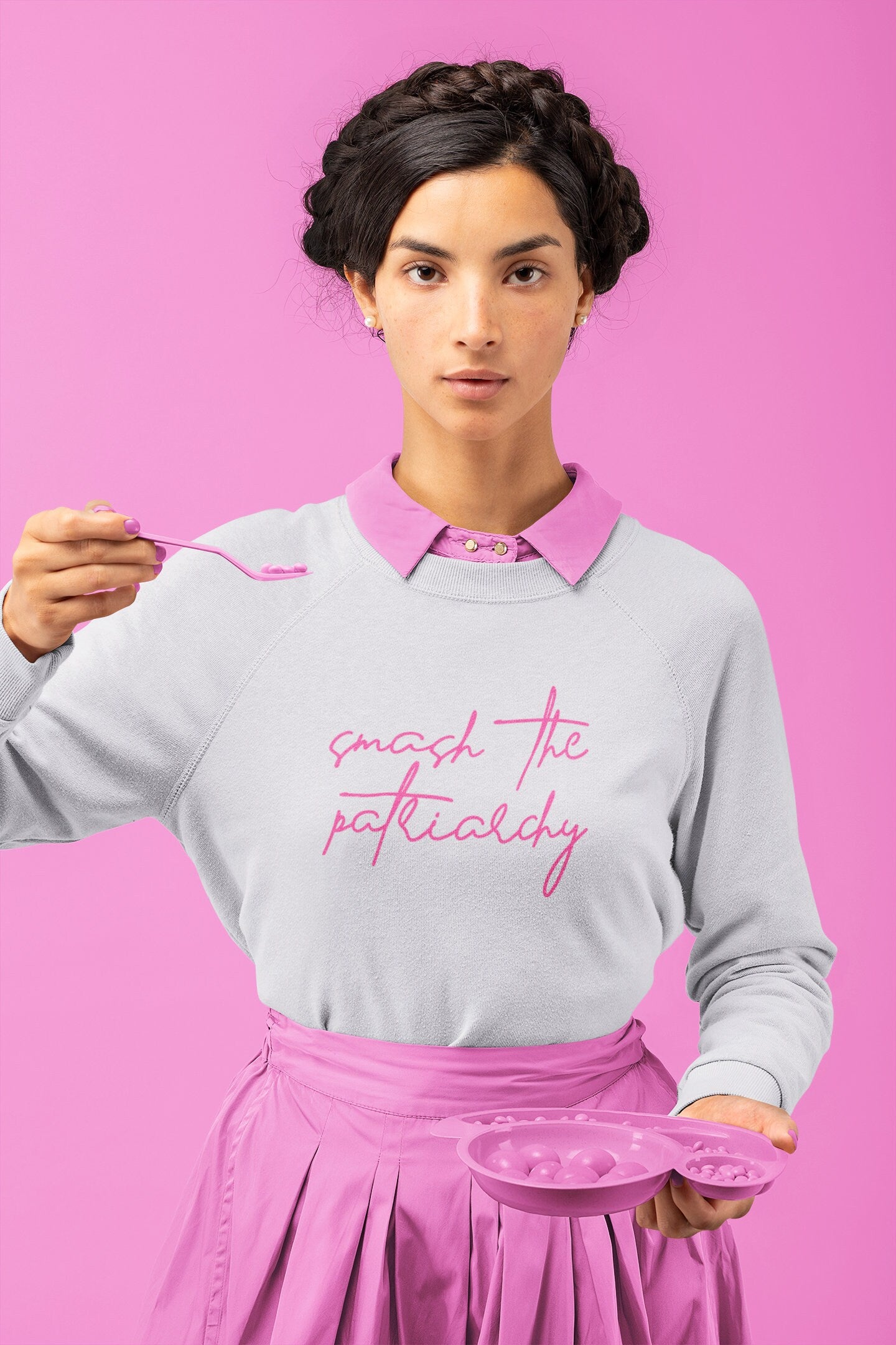 Smash the Patriarchy Crewneck - Pink