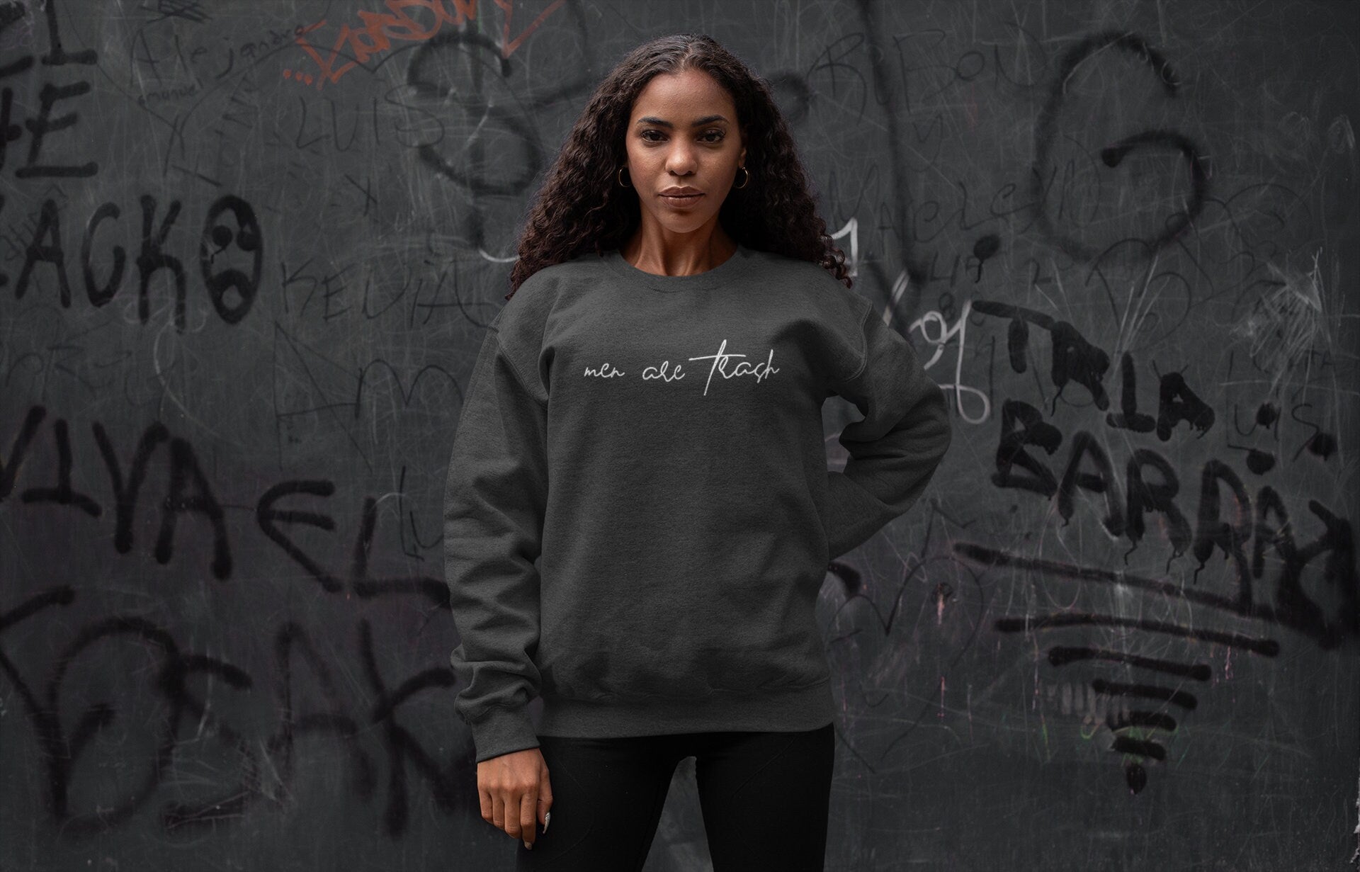Men Are Trash Crewneck - White