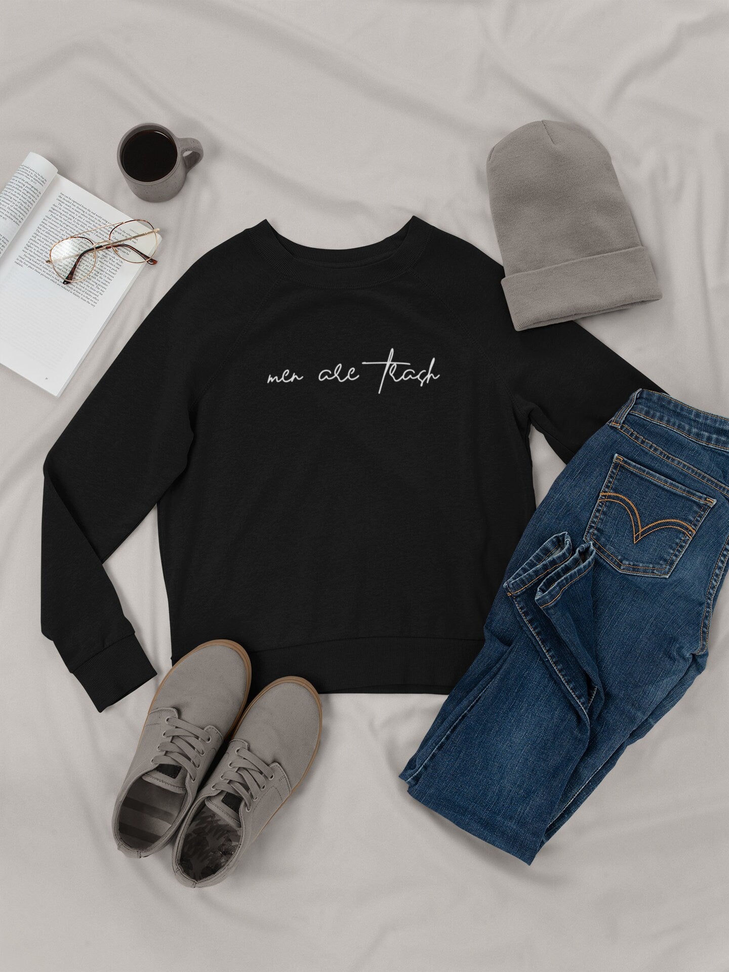 Men Are Trash Crewneck - White