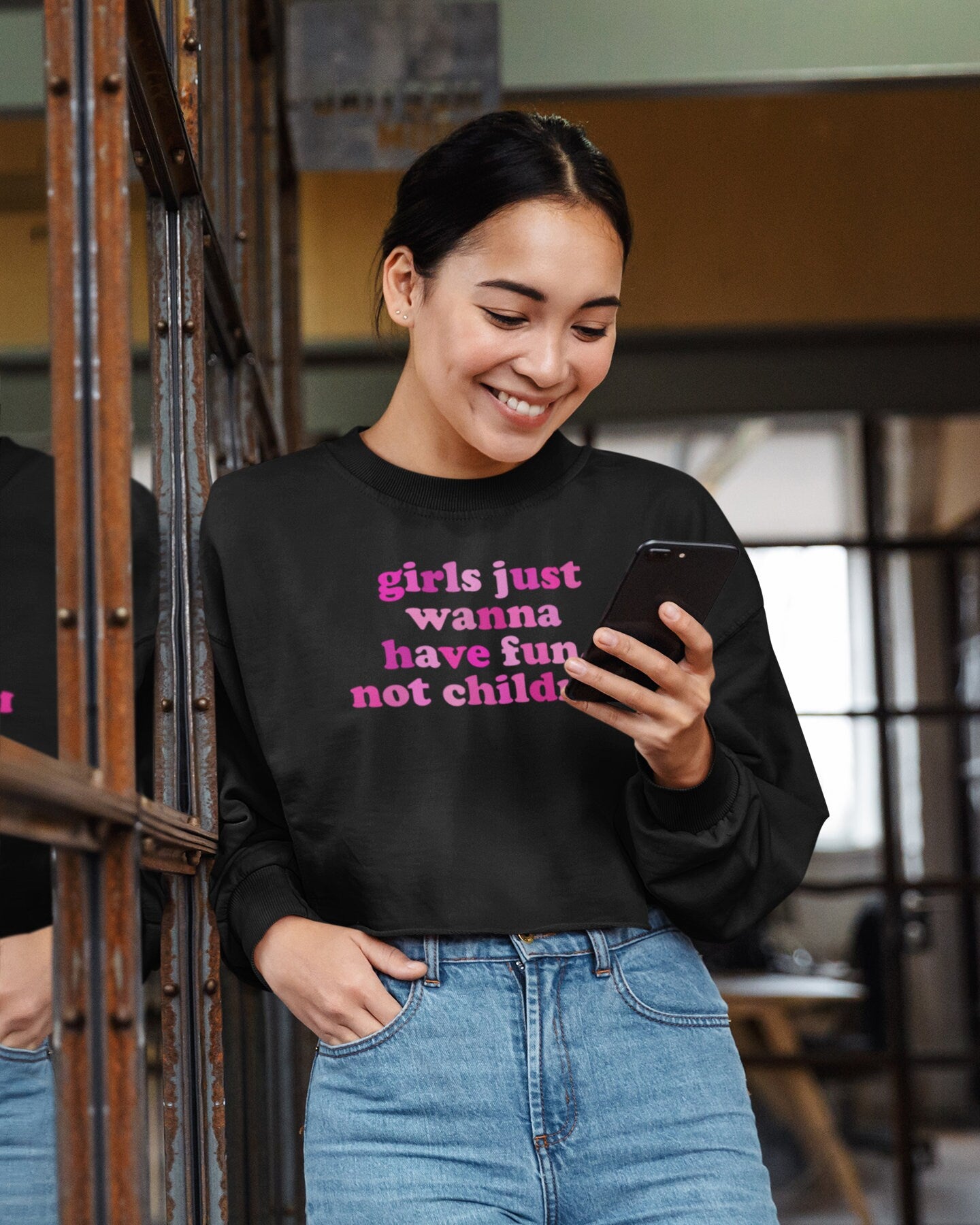 Girls Just Wanna Have Fun, Not Children Cropped Sweatshirt
