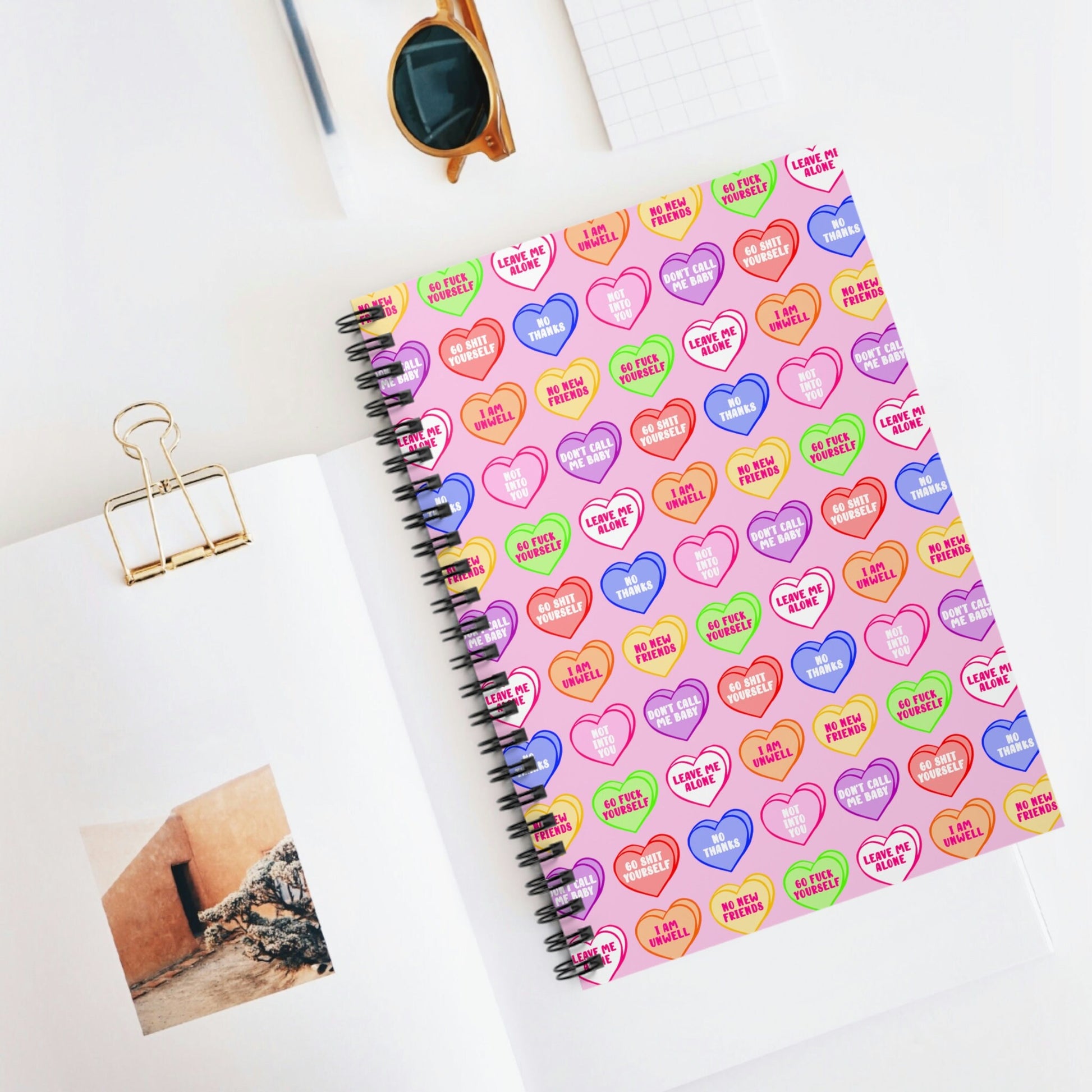 Candy Hearts Spiral Notebook - Ruled Line