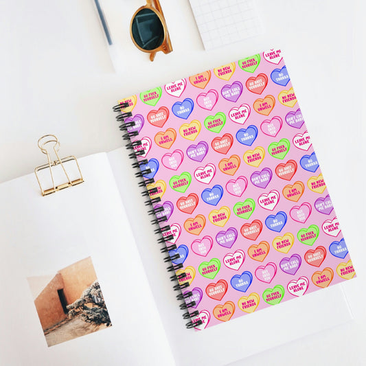 Candy Hearts Spiral Notebook - Ruled Line