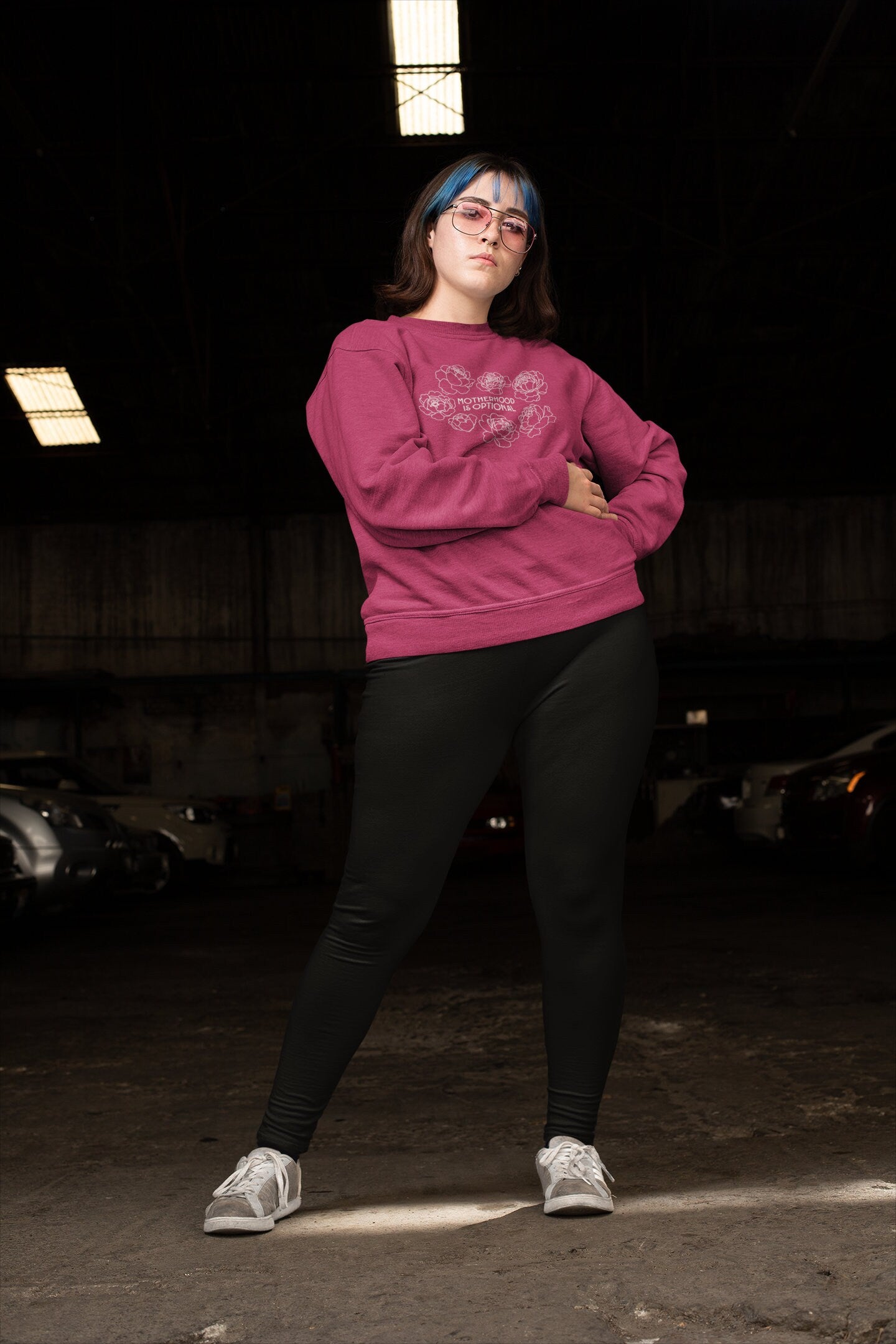Motherhood Is Optional Crewneck Sweatshirt - White Design