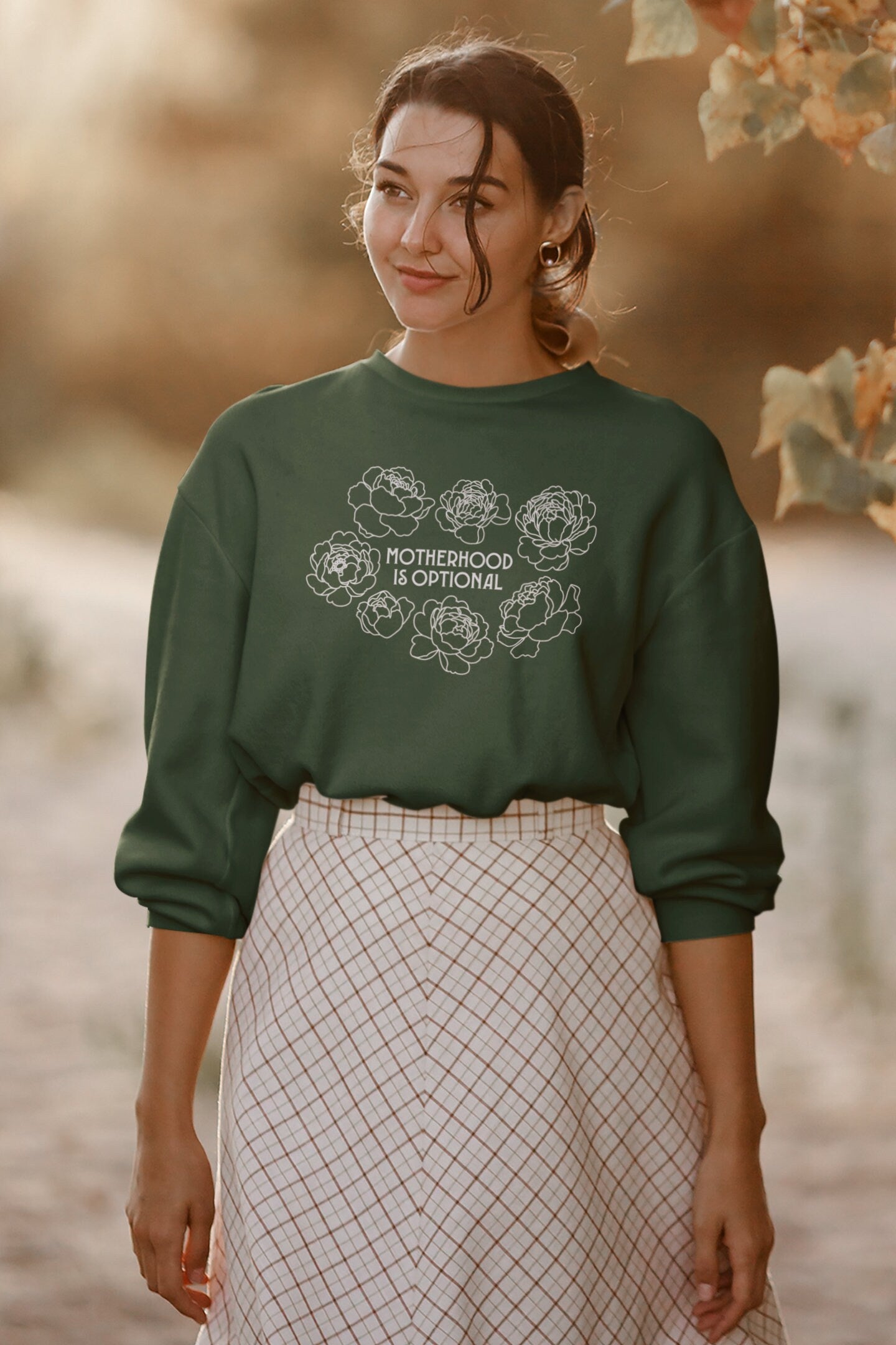 Motherhood Is Optional Crewneck Sweatshirt - White Design