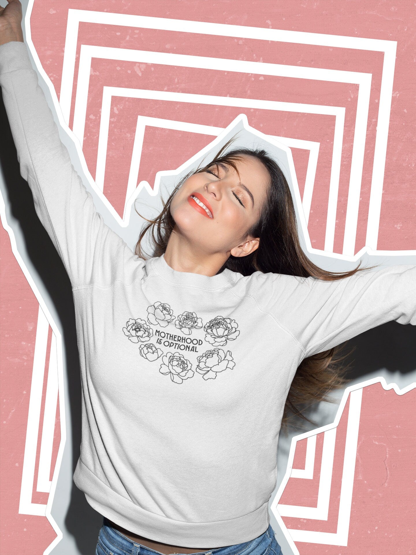 Motherhood Is Optional Crewneck Sweatshirt - Black Design