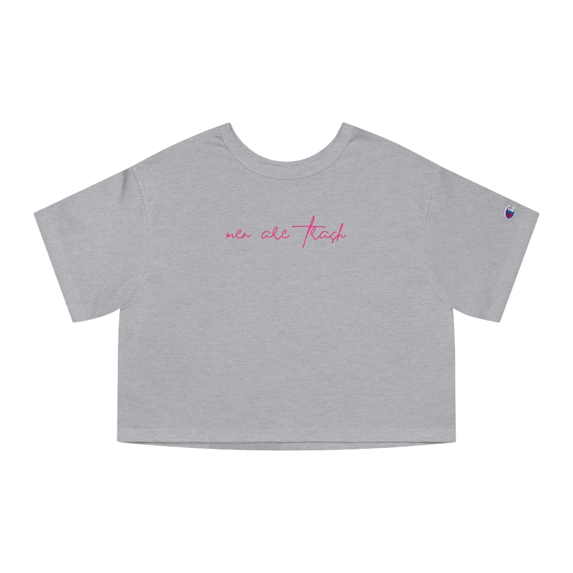 Men Are Trash Cropped Tee - Pink Script