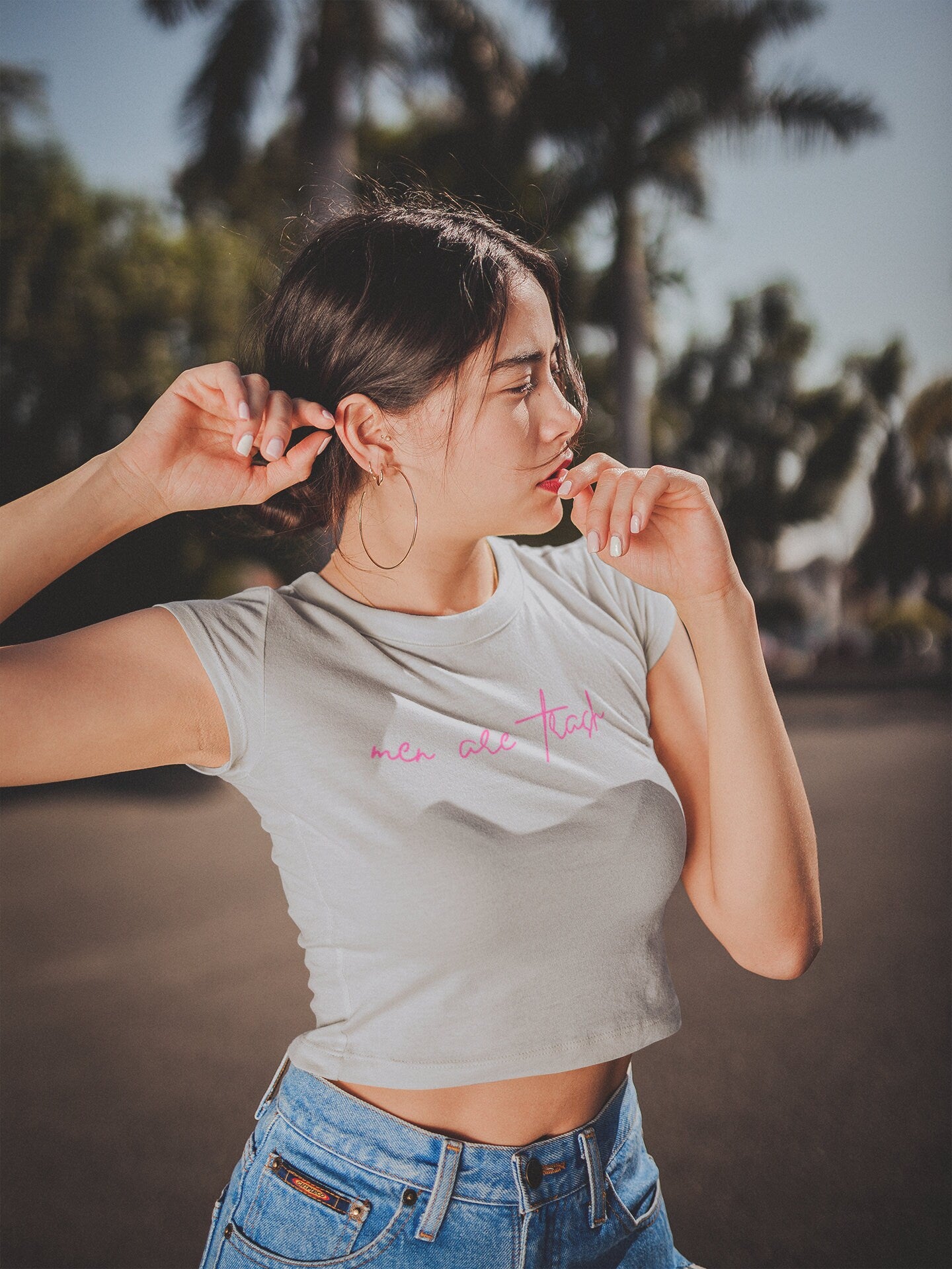 Men Are Trash Cropped Tee - Pink Script