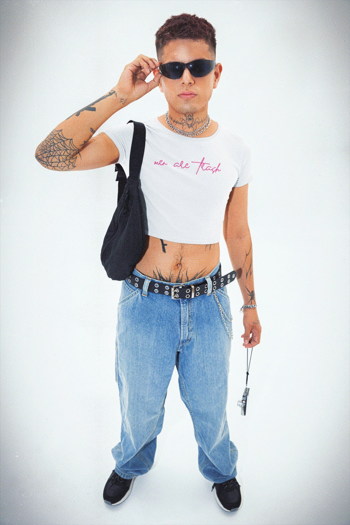 Men Are Trash Cropped Tee - Pink Script