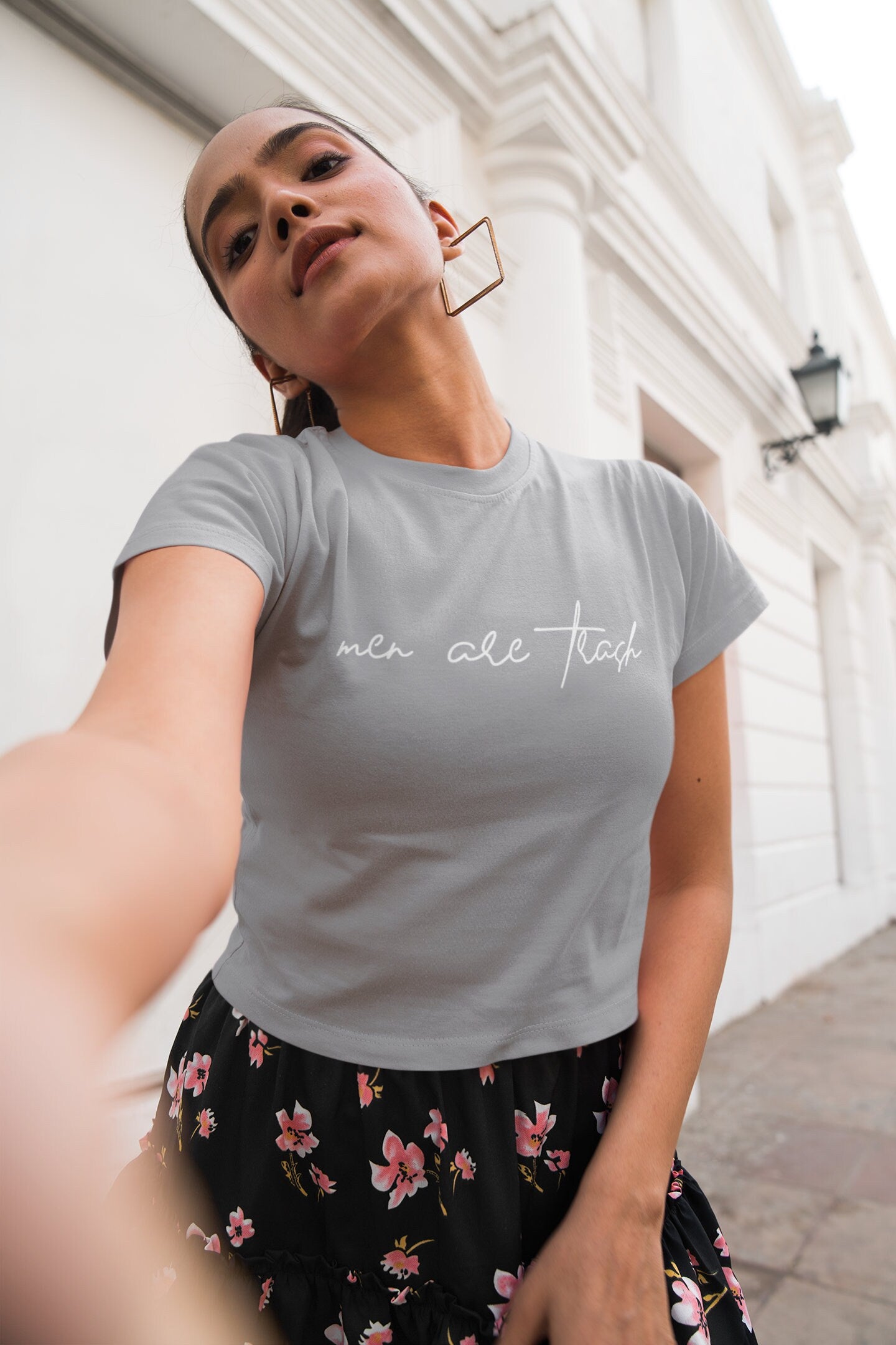 Men Are Trash Cropped Tee - White Script
