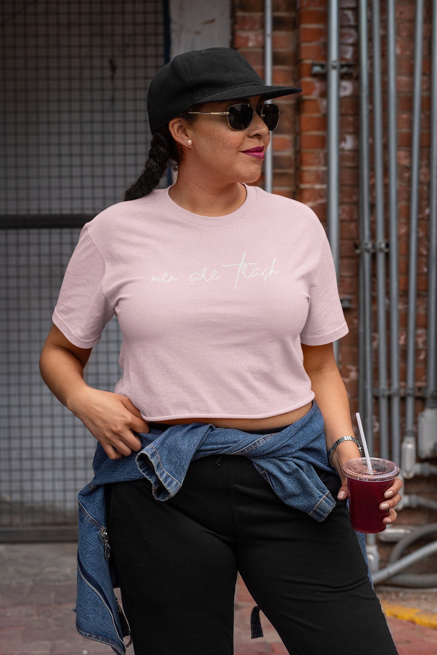 Men Are Trash Cropped Tee - White Script