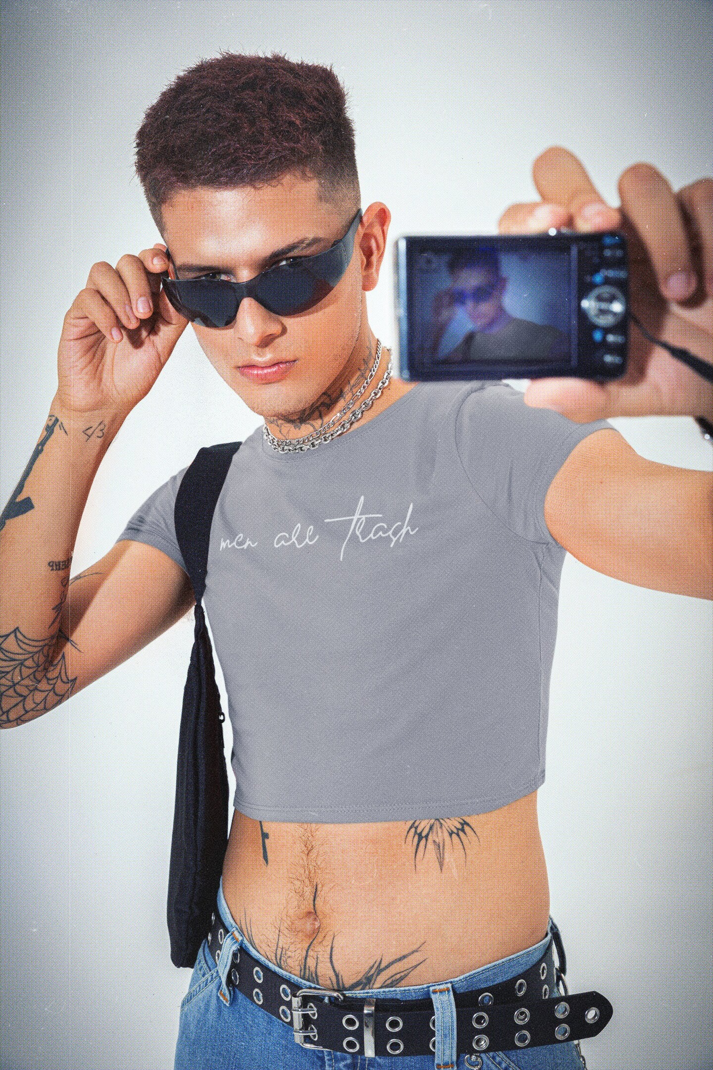 Men Are Trash Cropped Tee - White Script