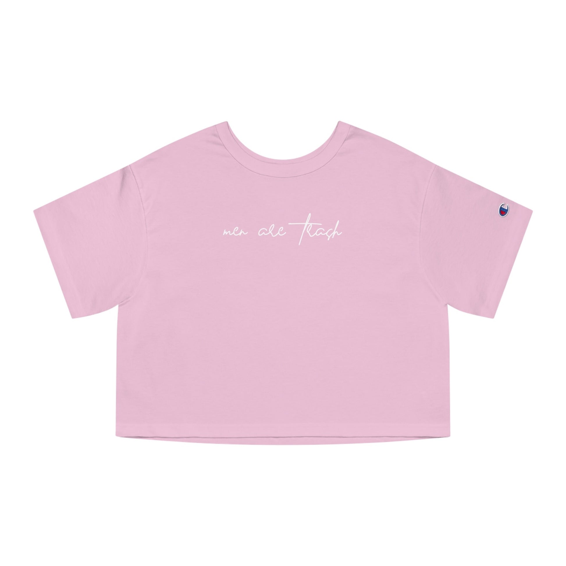 Men Are Trash Cropped Tee - White Script