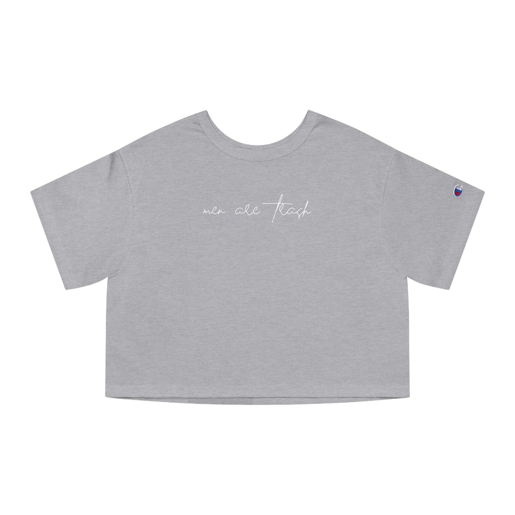 Men Are Trash Cropped Tee - White Script