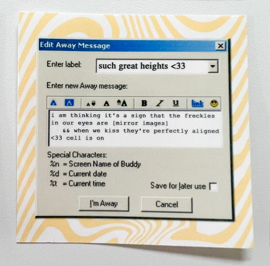 Postal Service - Such Great Heights AIM Away Message Sticker