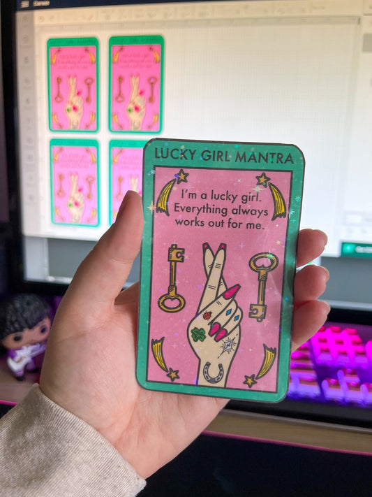 Lucky Girl Mantra Holographic Sticker