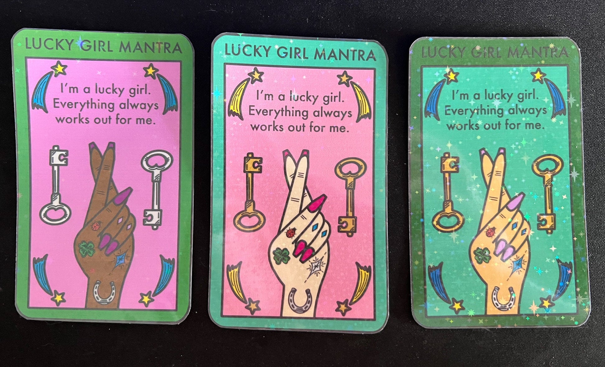 Lucky Girl Mantra Holographic Sticker