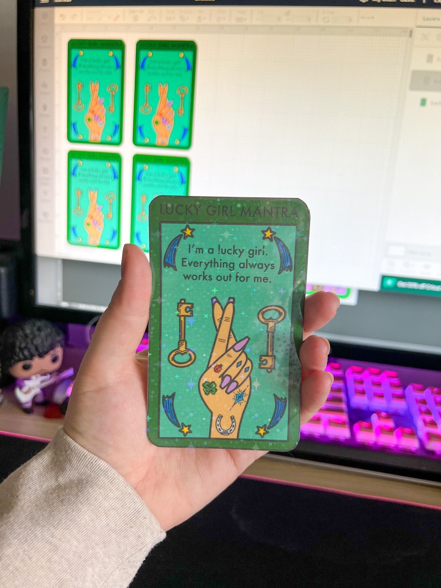 Lucky Girl Mantra Holographic Sticker