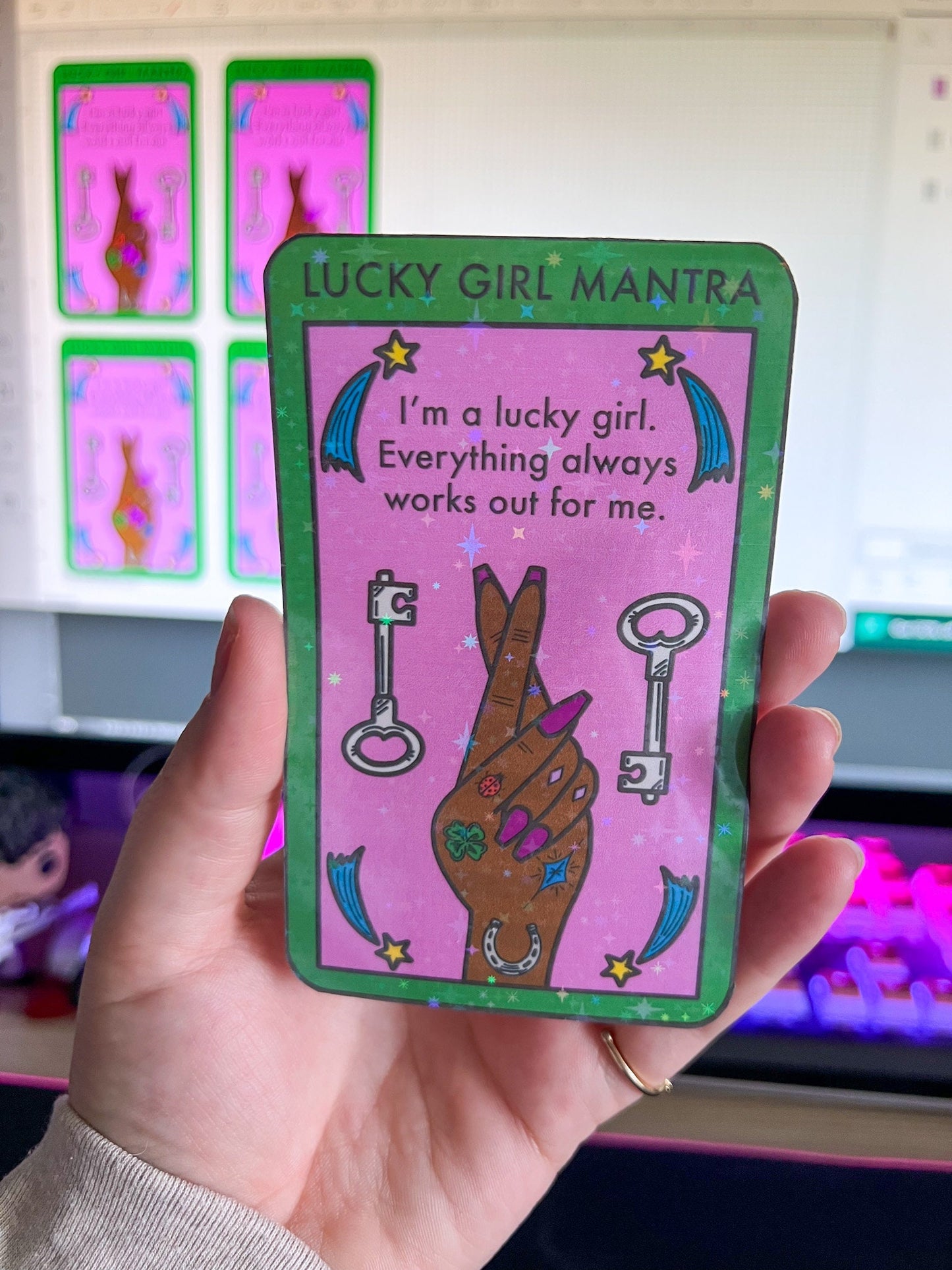 Lucky Girl Mantra Holographic Sticker