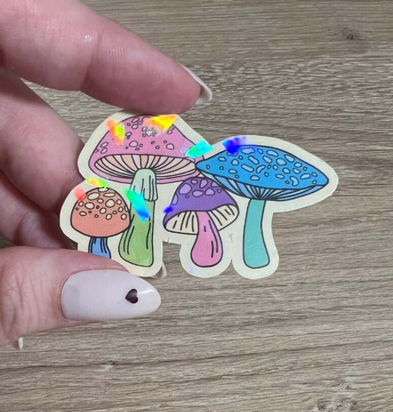 Mushrooms Holographic Sticker
