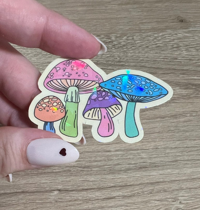 Mushrooms Holographic Sticker