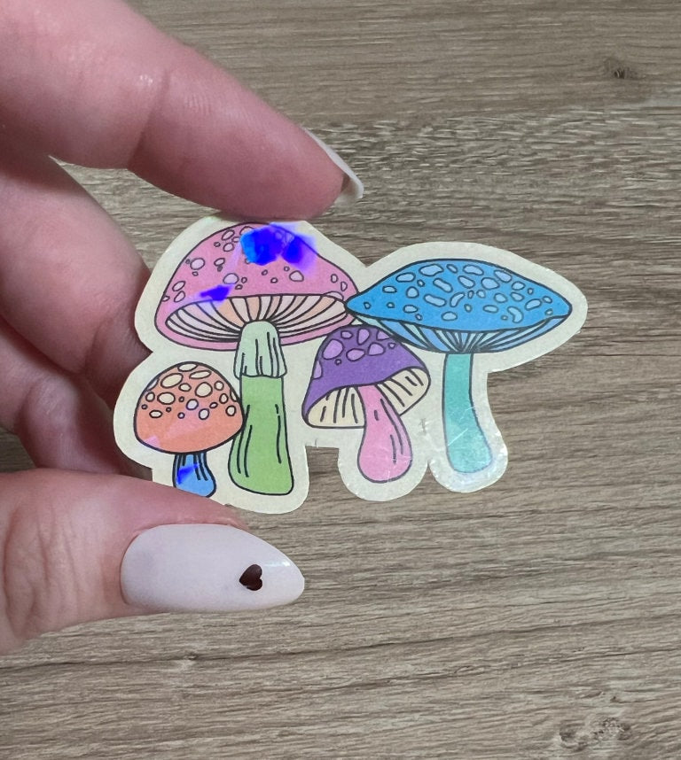Mushrooms Holographic Sticker