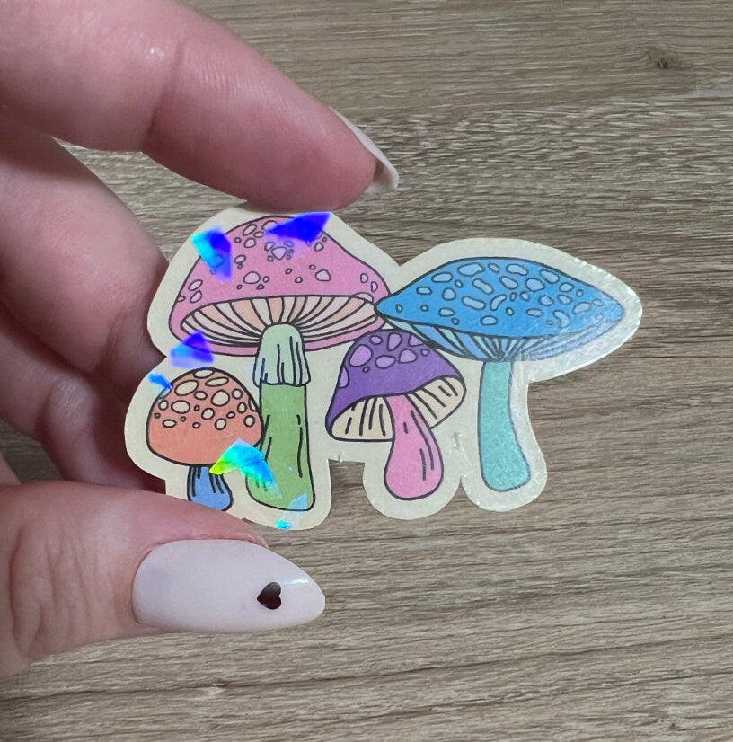 Mushrooms Holographic Sticker