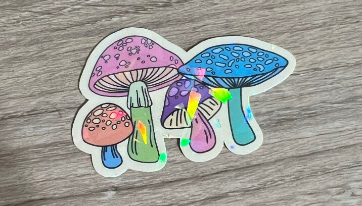 Mushrooms Holographic Sticker