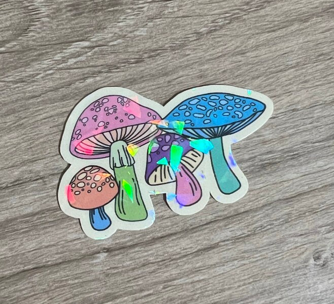 Mushrooms Holographic Sticker