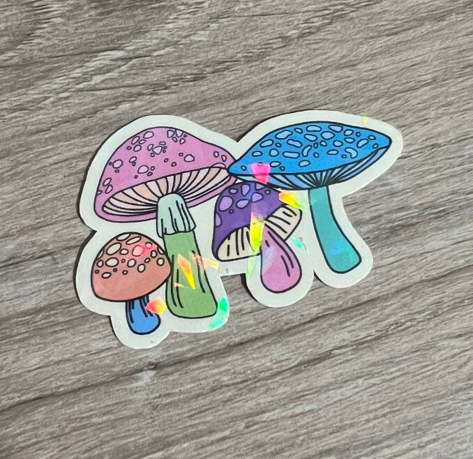 Mushrooms Holographic Sticker