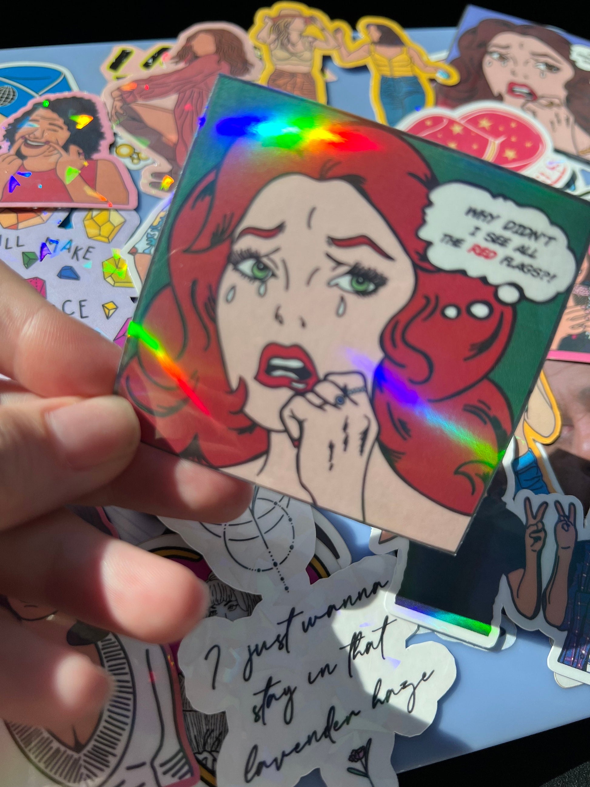 Why Didn't I See All the Red Flags? Holographic Comic Sticker