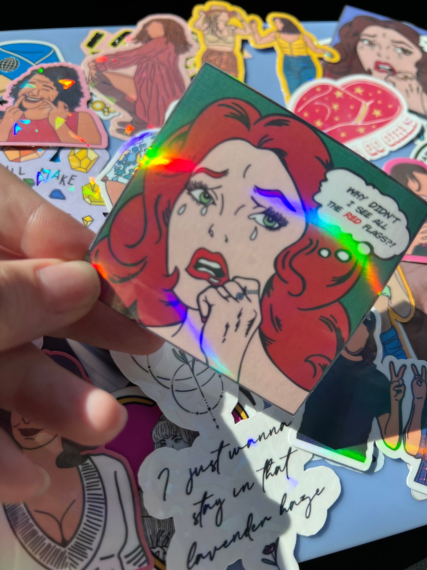 Why Didn't I See All the Red Flags? Holographic Comic Sticker