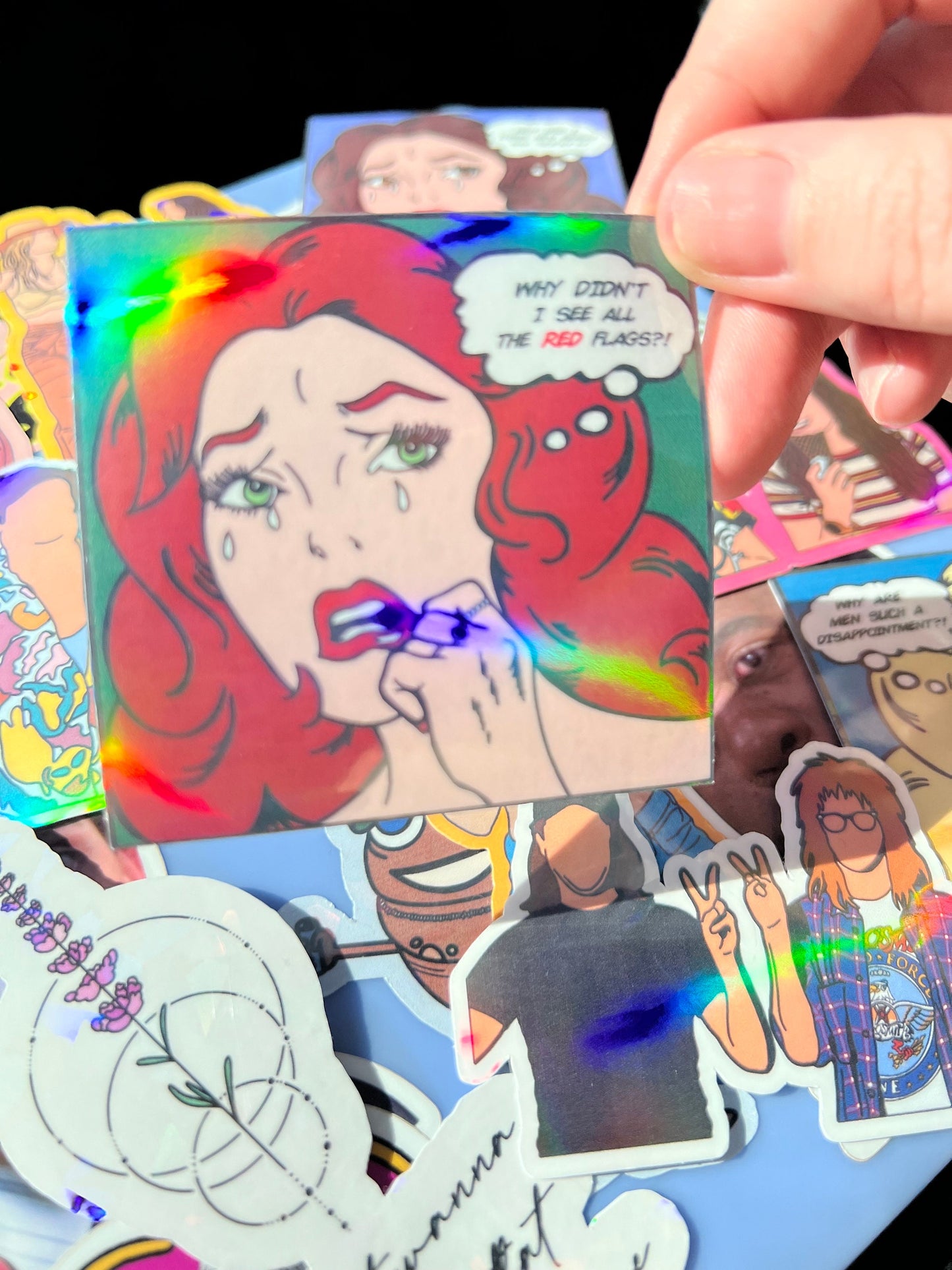 Why Didn't I See All the Red Flags? Holographic Comic Sticker
